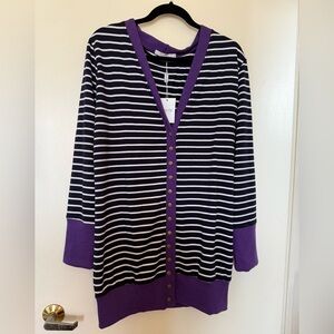 NWT Haute Edition Stripe Snap Up Cardigan in Size XL